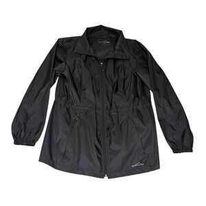 Eddie Bauer Womens Full Zip Windbreaker Mesh Lined Jacket XL Black Lightweight